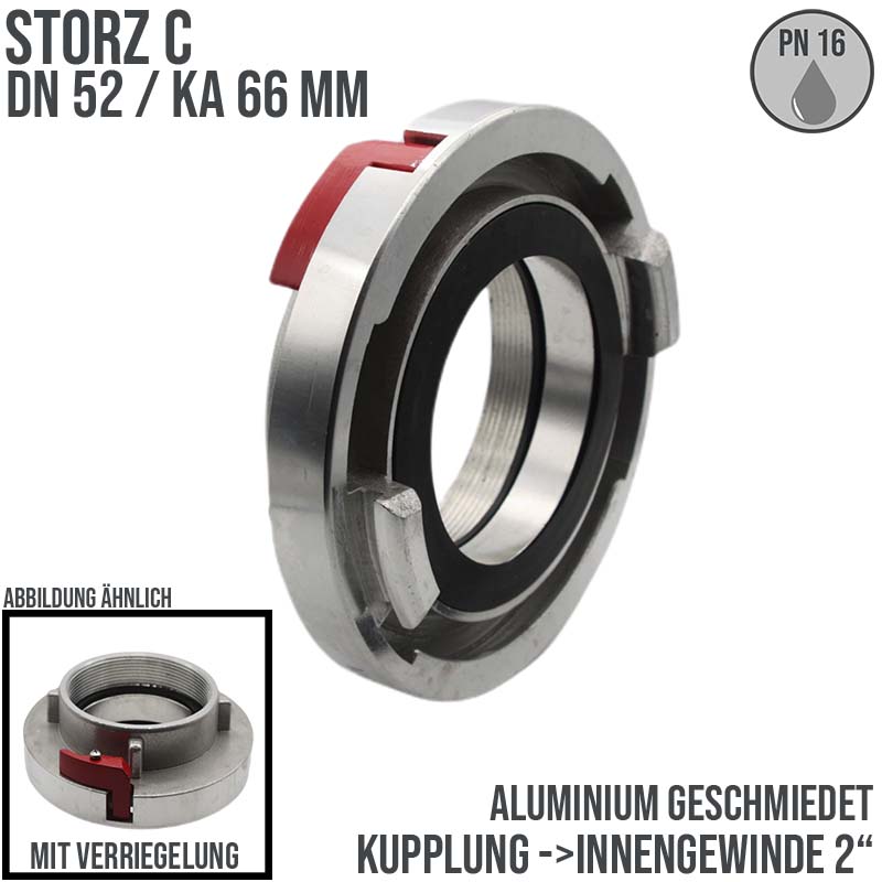 STORZ C DN 52 KA 66 Kupplung Innengewinde IG 2" Verriegelung Saug Bau Feuerwehr Schlauch Aluminium - PN 16 bar