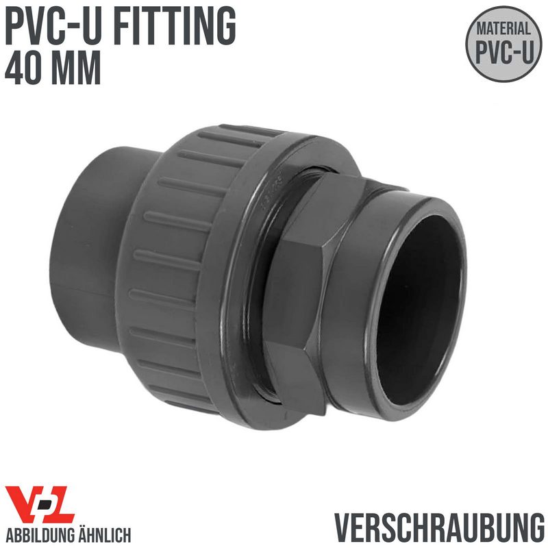 40 mm VDL PVC Klebe Fitting Verschraubung Muffe Verbinder - PN 16 bar