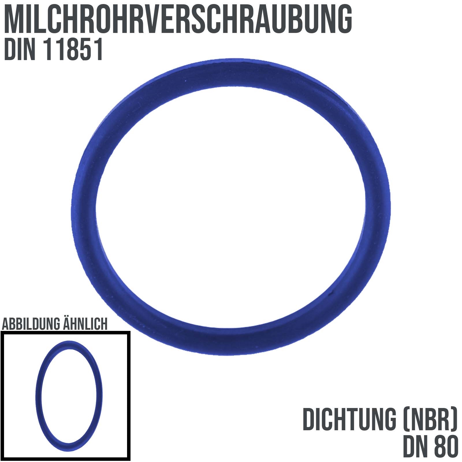 DN 80 Milchrohr DIN 11851 Dichtung NBR blau FDA - 85 x 95 x 5 mm