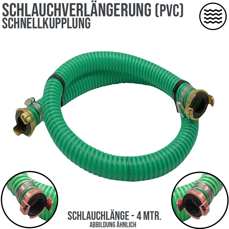 38 mm 1 1/2" Zoll Saug Garnitur Verlängerung Schnellanschluss GEKA kompatibel grün - 4 m