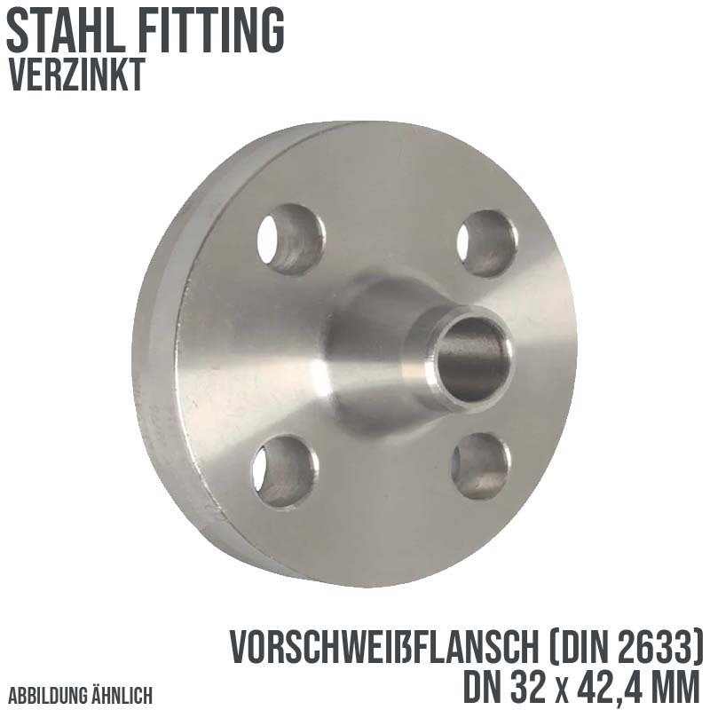 DN 32 x 42,4 mm Vorschweiß Flansch Stumpfschweißung Stahl verzinkt DIN 2633 - PN 16 bar