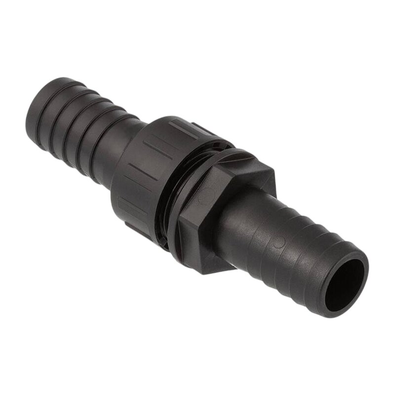 25 mm Schlauch Verschraubung 2-fach Stutzen Tülle Pool Teich Garten PP schwarz - PN 6 bar