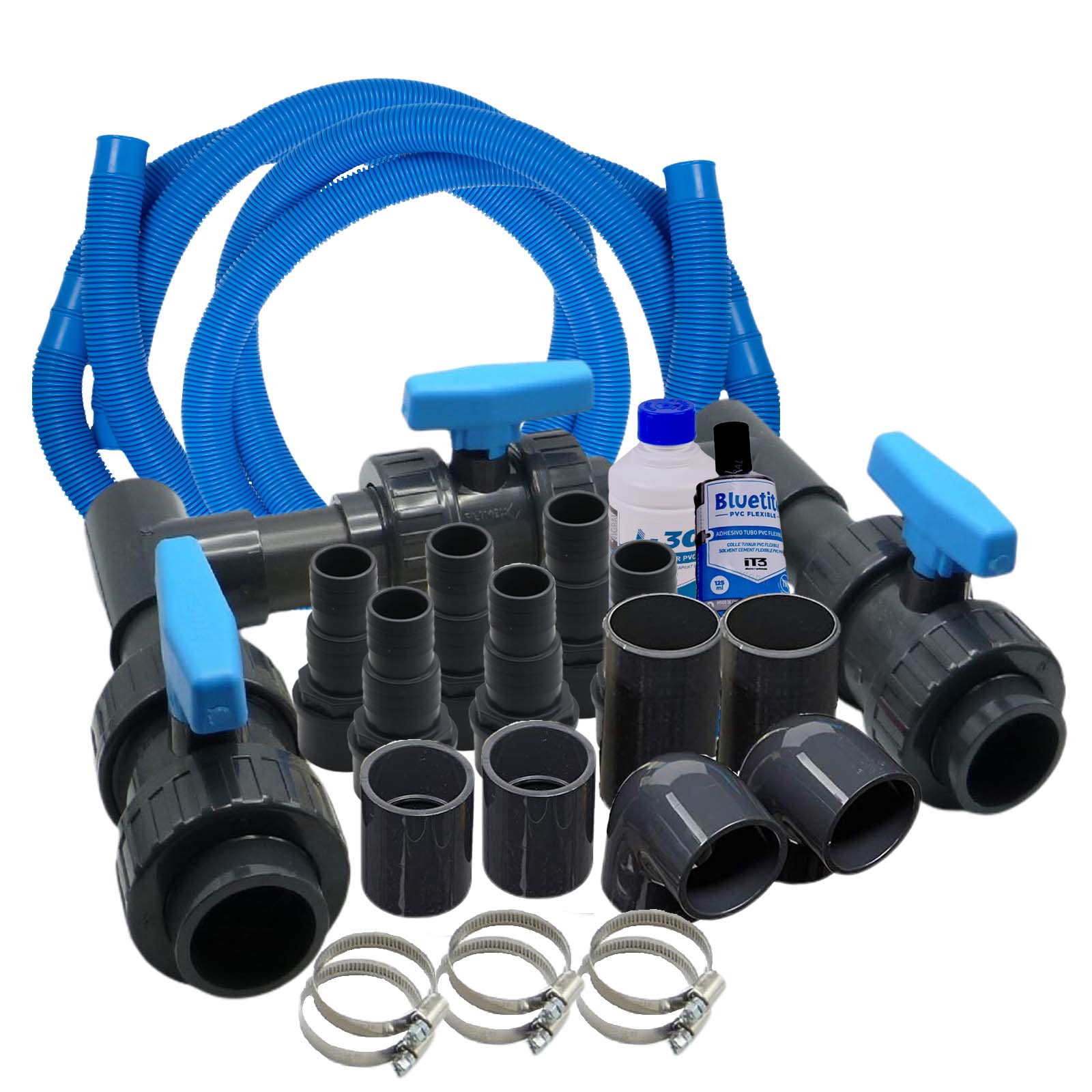 Pool Bypass-Set UNIVERSAL Wärmepumpe Schwimmbad Spa Solar Heizung 32-teilig