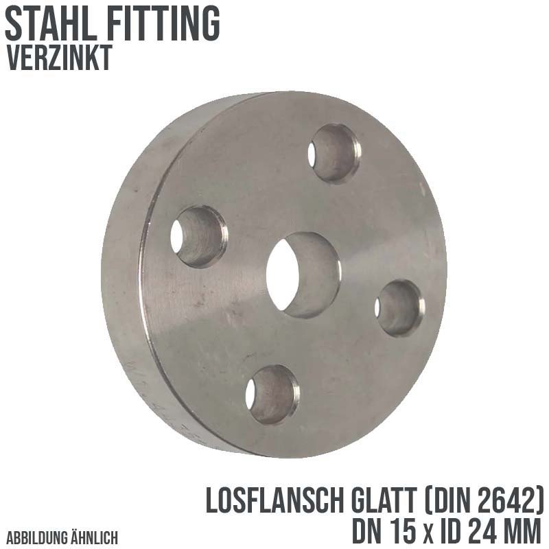 DN 15 Los Flansch glatt Stumpfschweißung Stahl verzinkt DIN 2642 - PN 10 bar