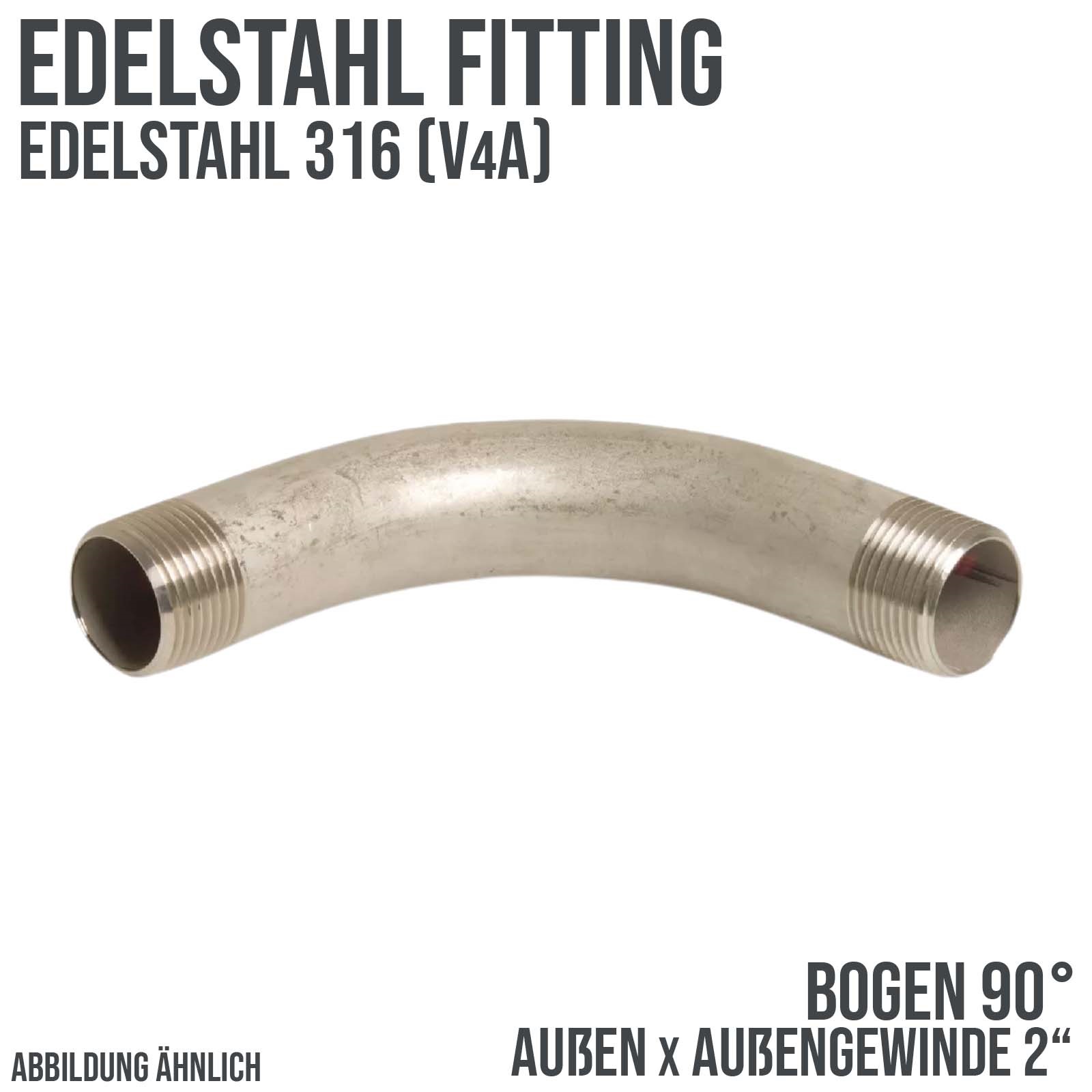 2" Edelstahl Fitting V4A AISI 316 Nr. 3 - Bogen 90° Außengewinde AG x AG - PN 10 bar