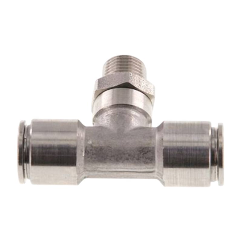 4 mm x 1/4" Pneumatik Steck Verbinder T-Stück 90° IQS Edelstahl VA 1.4404 Außengewinde konisch - PN 15 bar