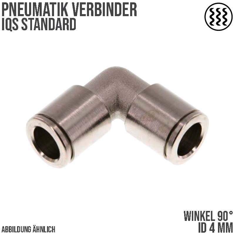 4 mm Pneumatik Schnell Steck Verbinder IQS Winkel 90° MSV Messing PA PU Schlauch - PN 16 bar