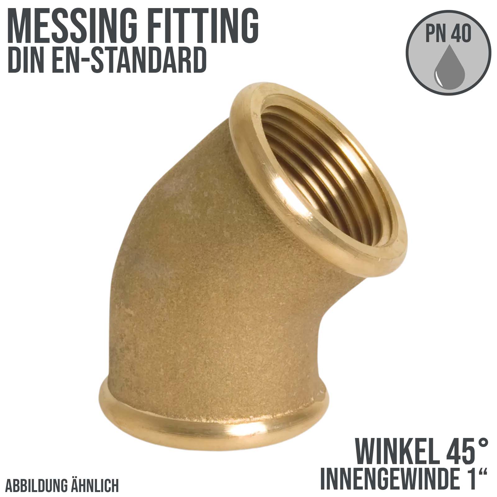 1" Winkel 45° Innen x Innengewinde IG Messing Fittings PN 40 bar