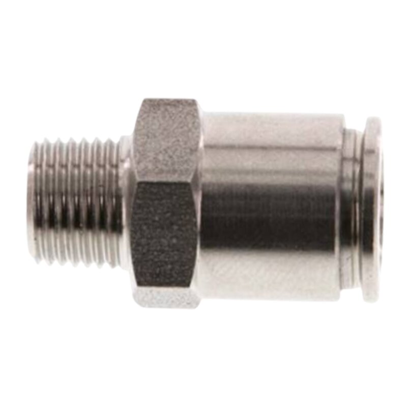 16 mm x 1/2" Pneumatik Schnell Steck Verbinder IQS Edelstahl VA 1.4404 Außengewinde konisch - PN 10 bar