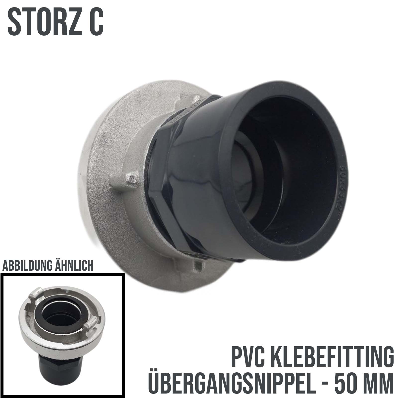STORZ C DN 52 KA 66 Übergangsstück Adapter -> 50 mm PVC-U Klebe Fitting Übergangsnippel