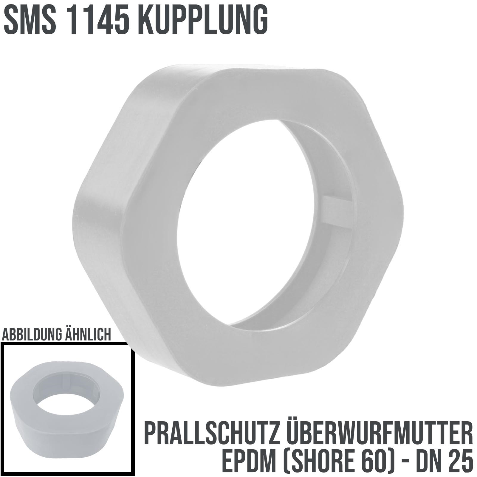 DN 25 SMS Kupplung 1145 Prallschutz Überwurfmutter ÜWM Gummi EPDM - weiss