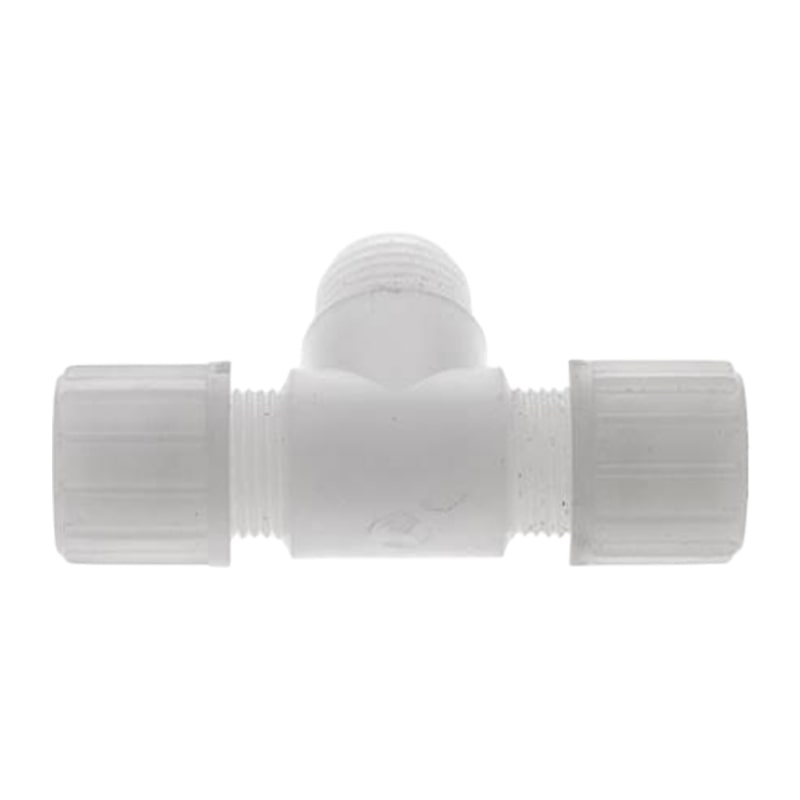 20 x 13 mm x 1/2" T-Stück 90° Außengewinde TX Fitting Gewebe Schlauch Verbinder FDA PVDF weiß - PN 10 bar