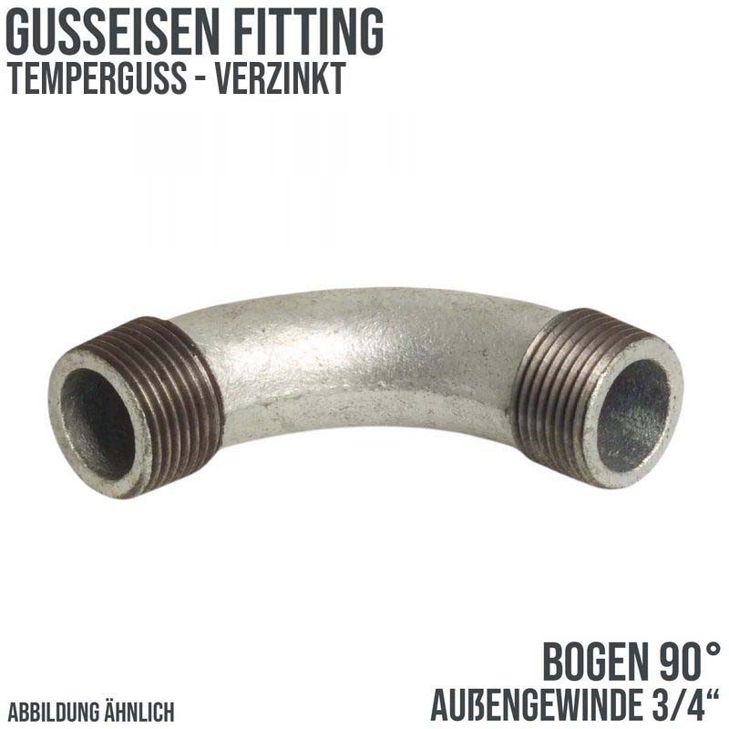 3/4" Gusseisen Temperguss Fitting Nr. 3 Bogen 90° Außengewinde AG PN 25 bar