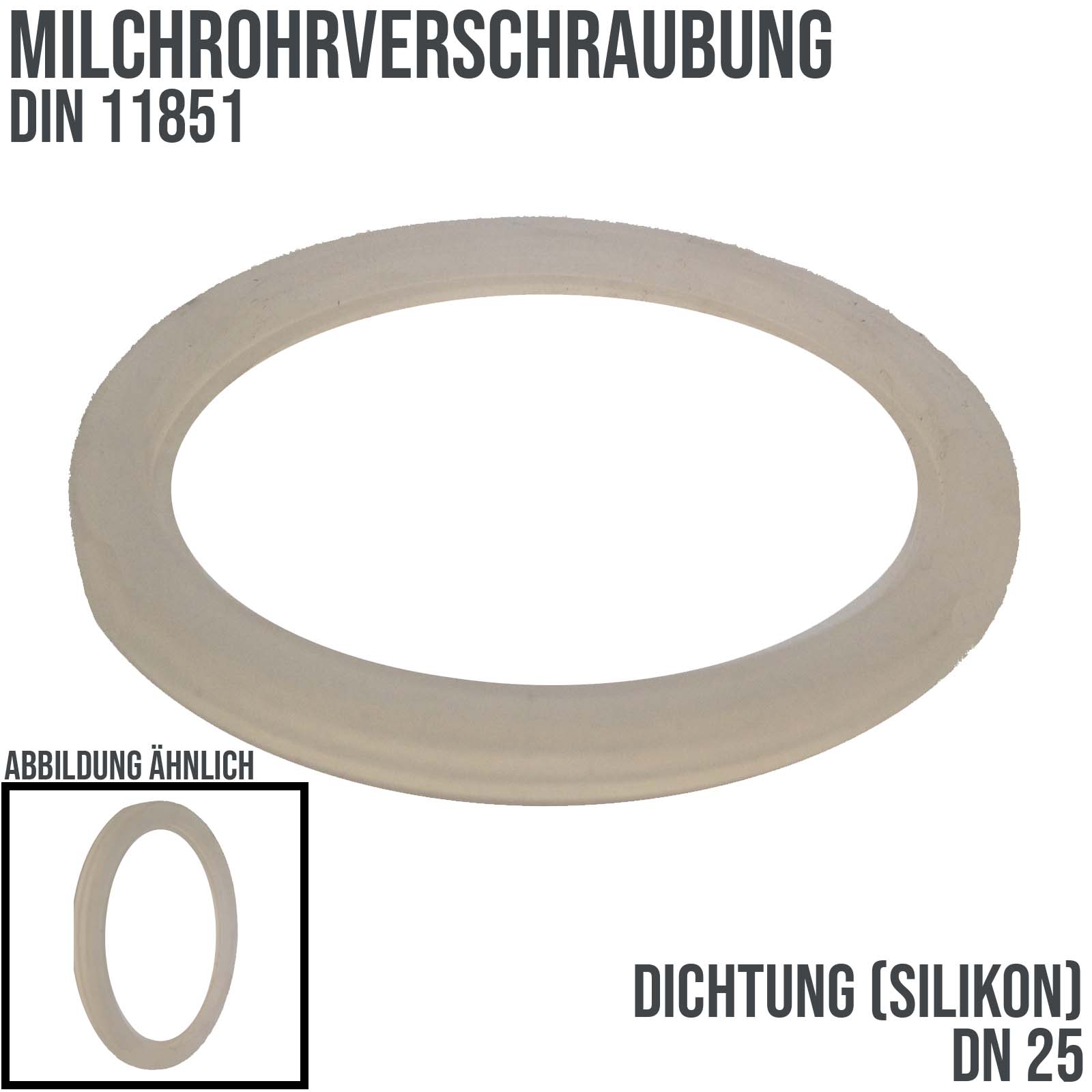 DN 25 Milchrohr DIN 11851 Dichtung Silikon transparent FDA - 30 x 40 x 5 mm