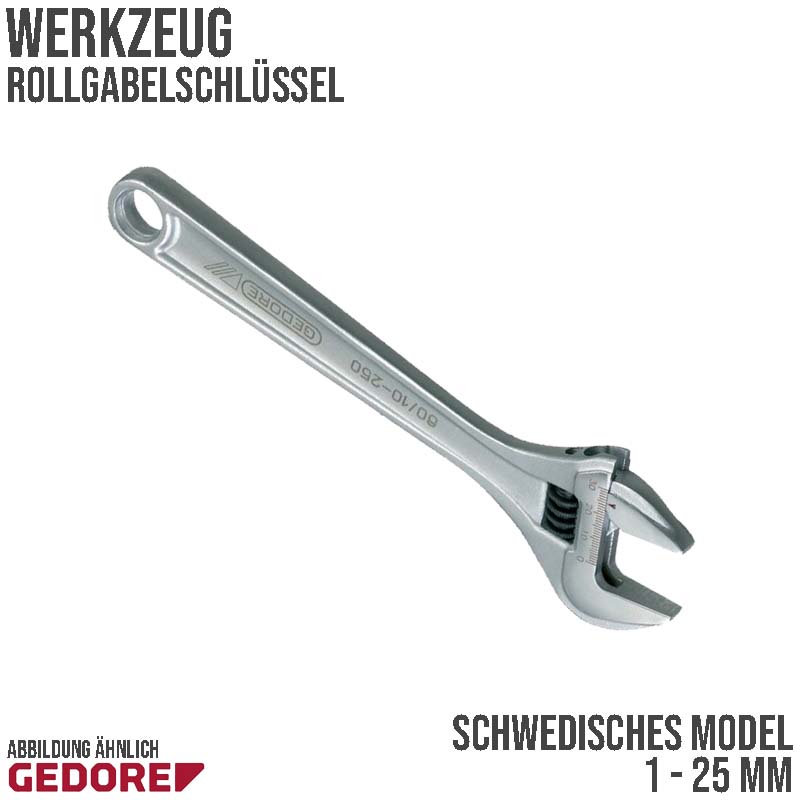 1 - 25 mm Roll Gabel Schlüssel Vanadium Stahl verchromt DIN 3317 Gedore red Line ECO