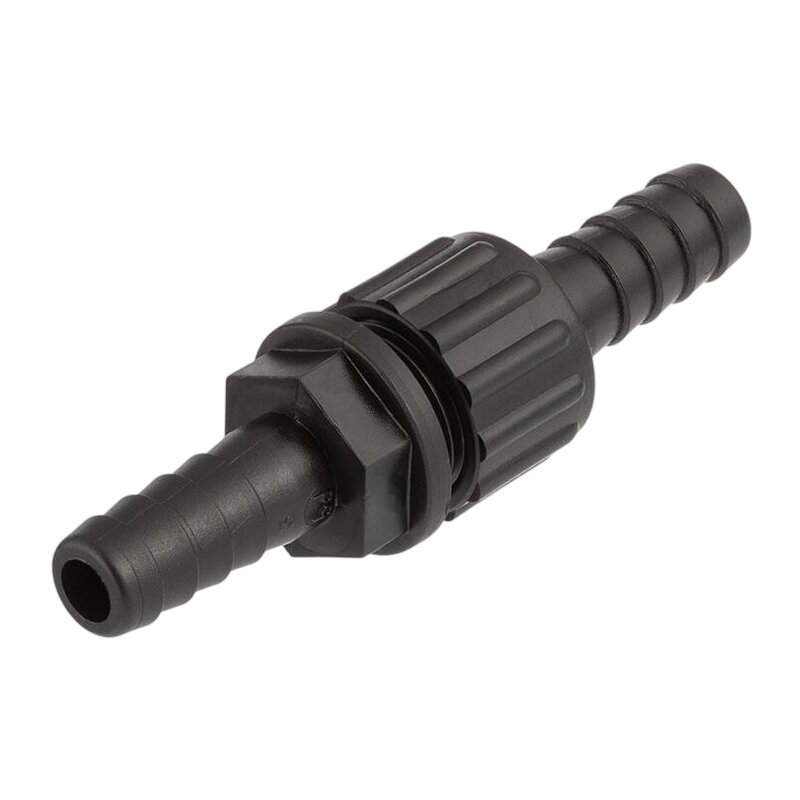13 mm Schlauch Verschraubung 2-fach Stutzen Tülle Pool Teich Garten PP schwarz - PN 6 bar