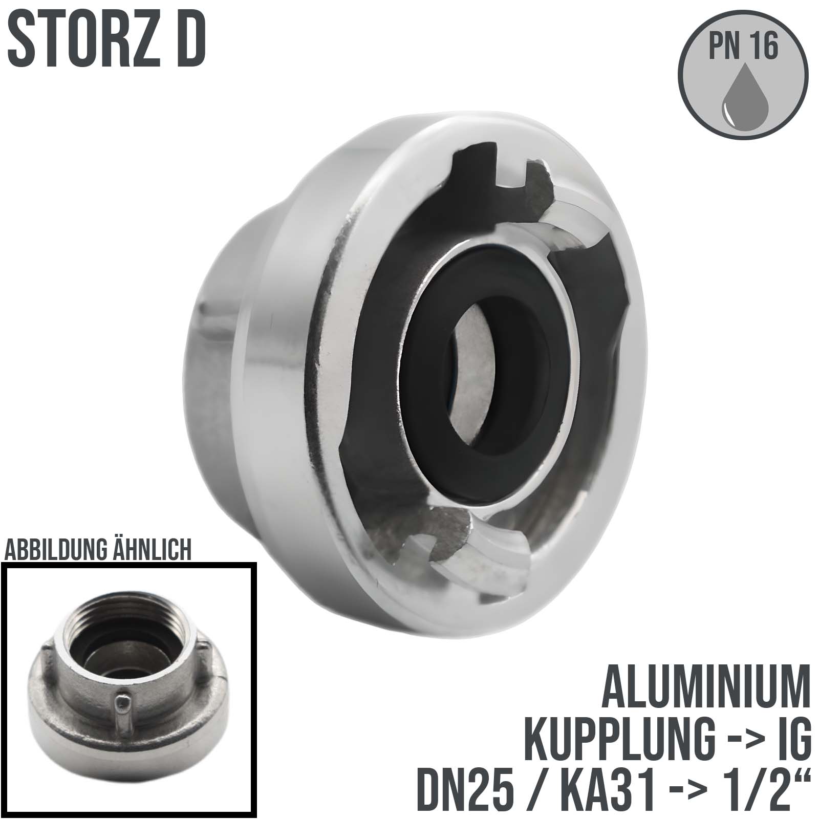 STORZ D DN25 KA31 Kupplung Innengewinde IG 1/2" Saug Bau Feuerwehr Schlauch Aluminium - PN 16 bar