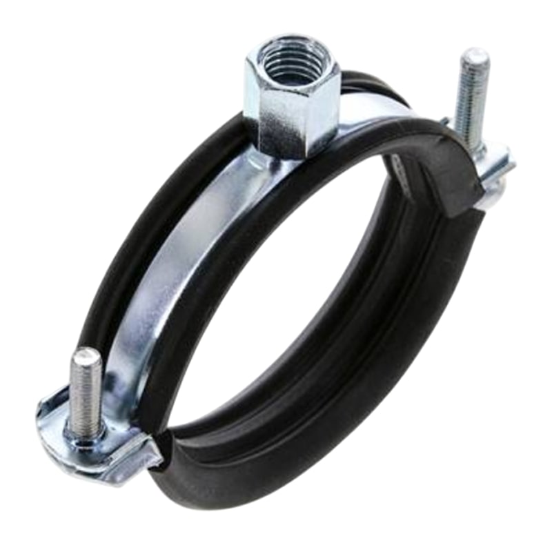 85 - 93 mm Rohr Schraub Schelle Klemme Gummieinlage Fischer M8 M10 2-teilig W1 Stahl verzinkt DIN 4109