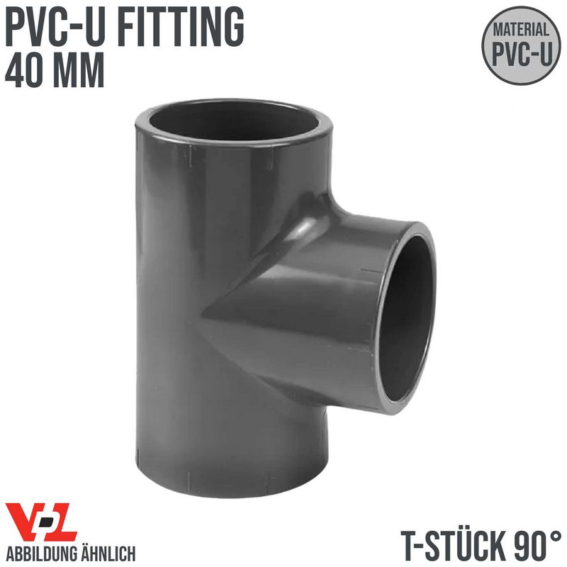 40 mm VDL PVC Klebe Fitting T-Stück 90° Muffe Verbinder - PN 16 bar