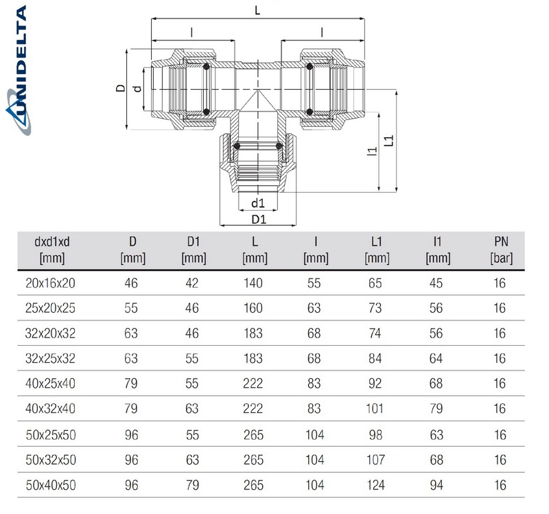 50 x 40 x 50 mm PE PP Fitting Klemm Verbinder Verschraubung Muffe reduziert T-Stück 90° DVGW - Unidelta