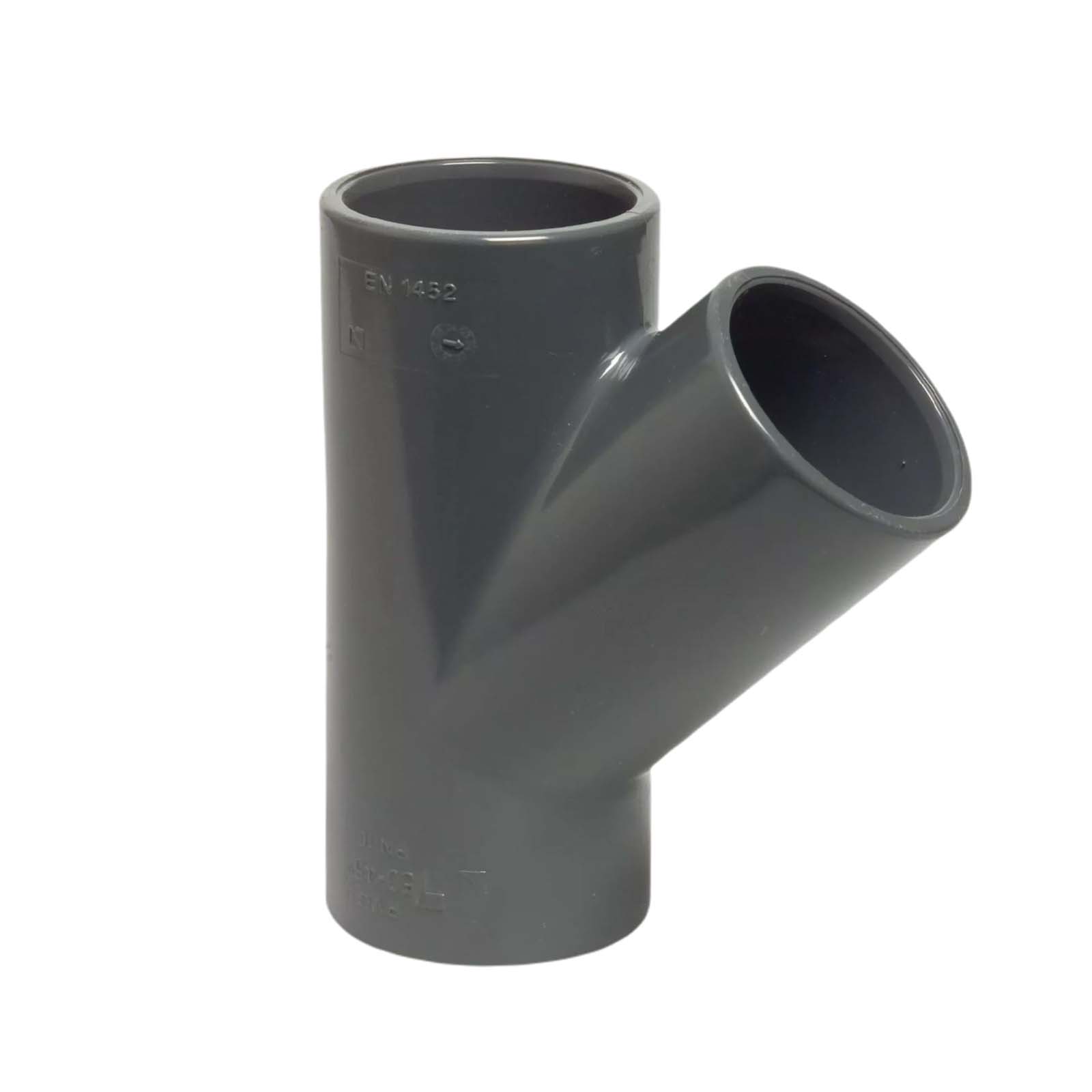 20 mm PVC Klebe Fitting T-Stück 45° Winkel Muffe Verbinder - PN 16 bar