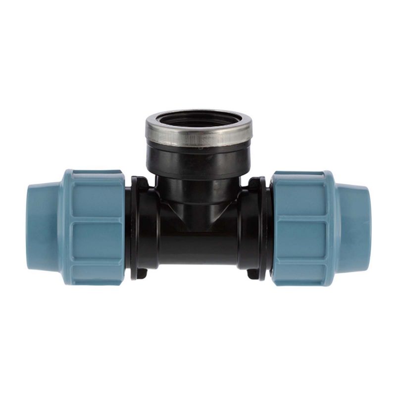 50 mm x 1 1/2" PE PP Fitting Klemm Verbinder Verschraubung Rohr T-Stück 90° x IG DVGW - Unidelta