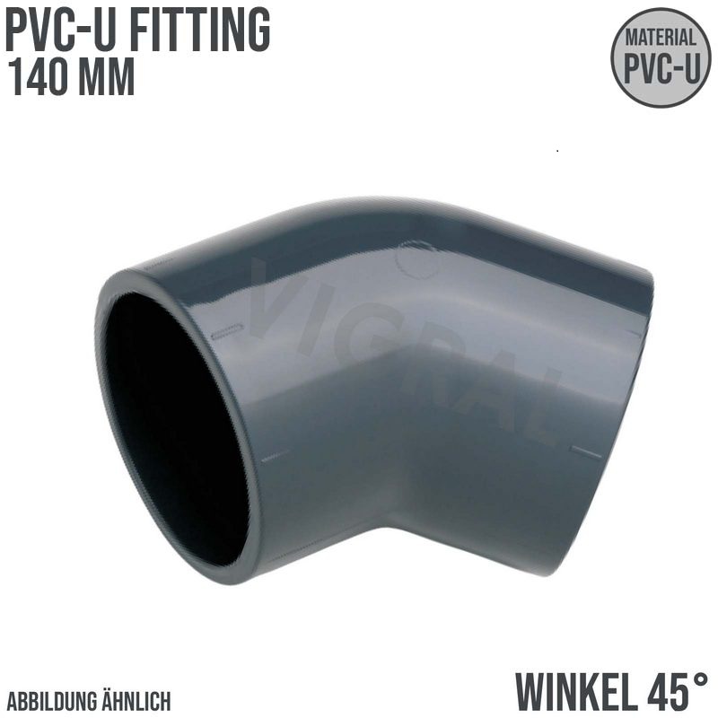 140 mm PVC Klebe Fitting Winkel 45° Muffe Verbinder - PN 16 bar