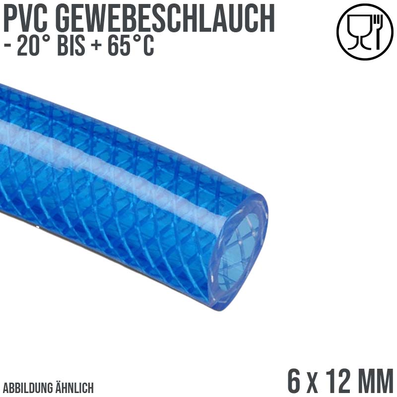6 x 12 mm Gewebe Druckluft Universal Wasser Luft Kompressor Schlauch blau PN 25 bar
