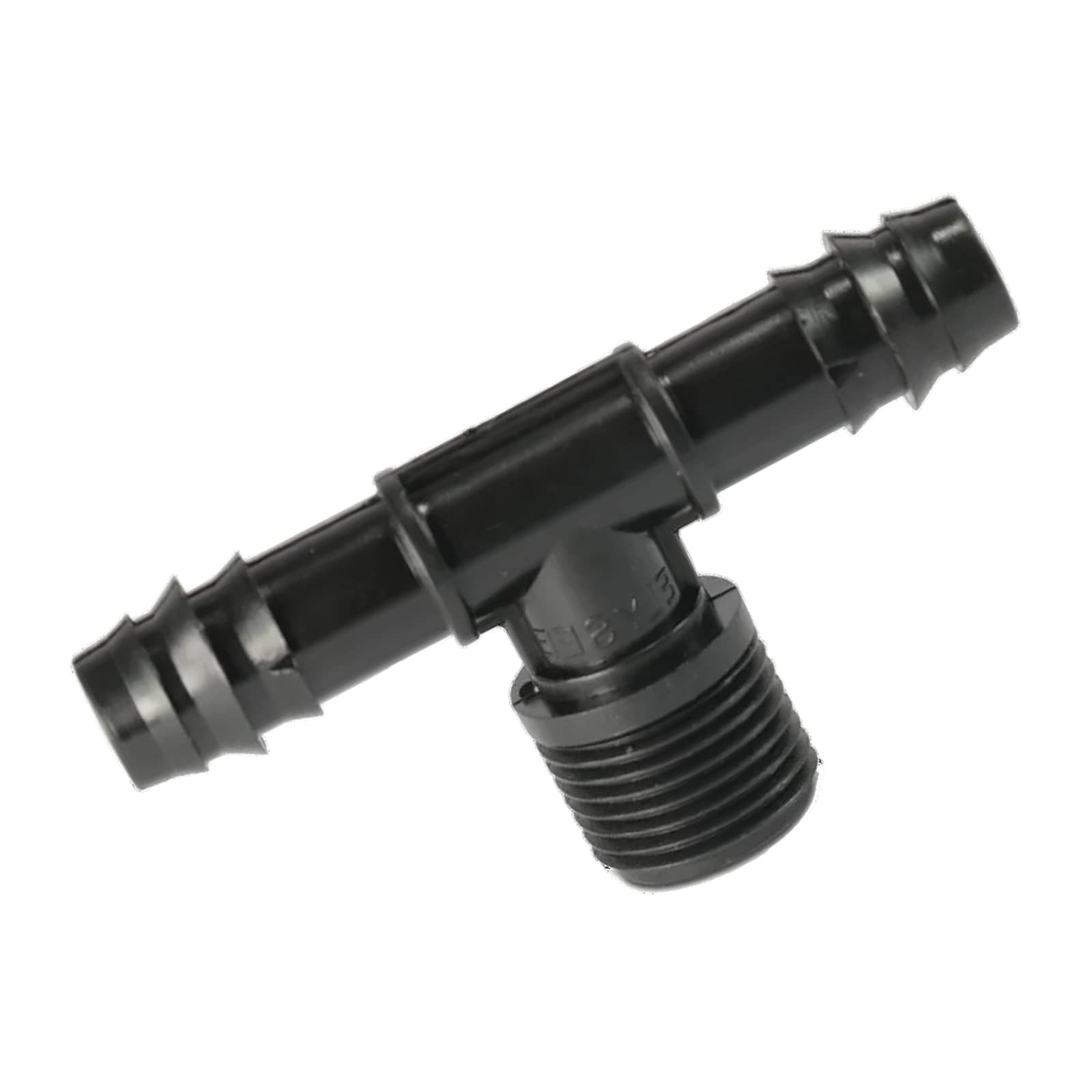 16 mm x 3/4" POM T-Stück 90° Schlauch Verbinder Stutzen Tülle Außen Gewinde AG Tropf Fitting schwarz PN 4 bar