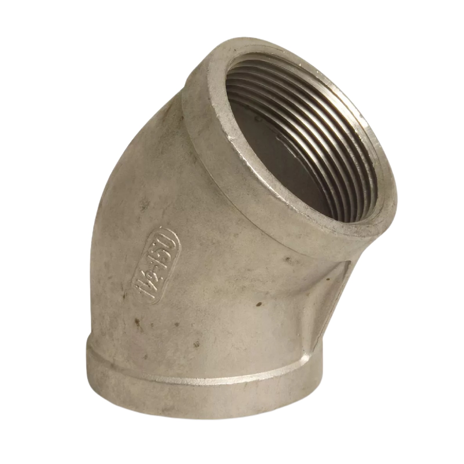 4" Edelstahl Fitting V4A AISI 316 Nr. 120 - Winkel 45° Innengewinde IG - PN 16 bar