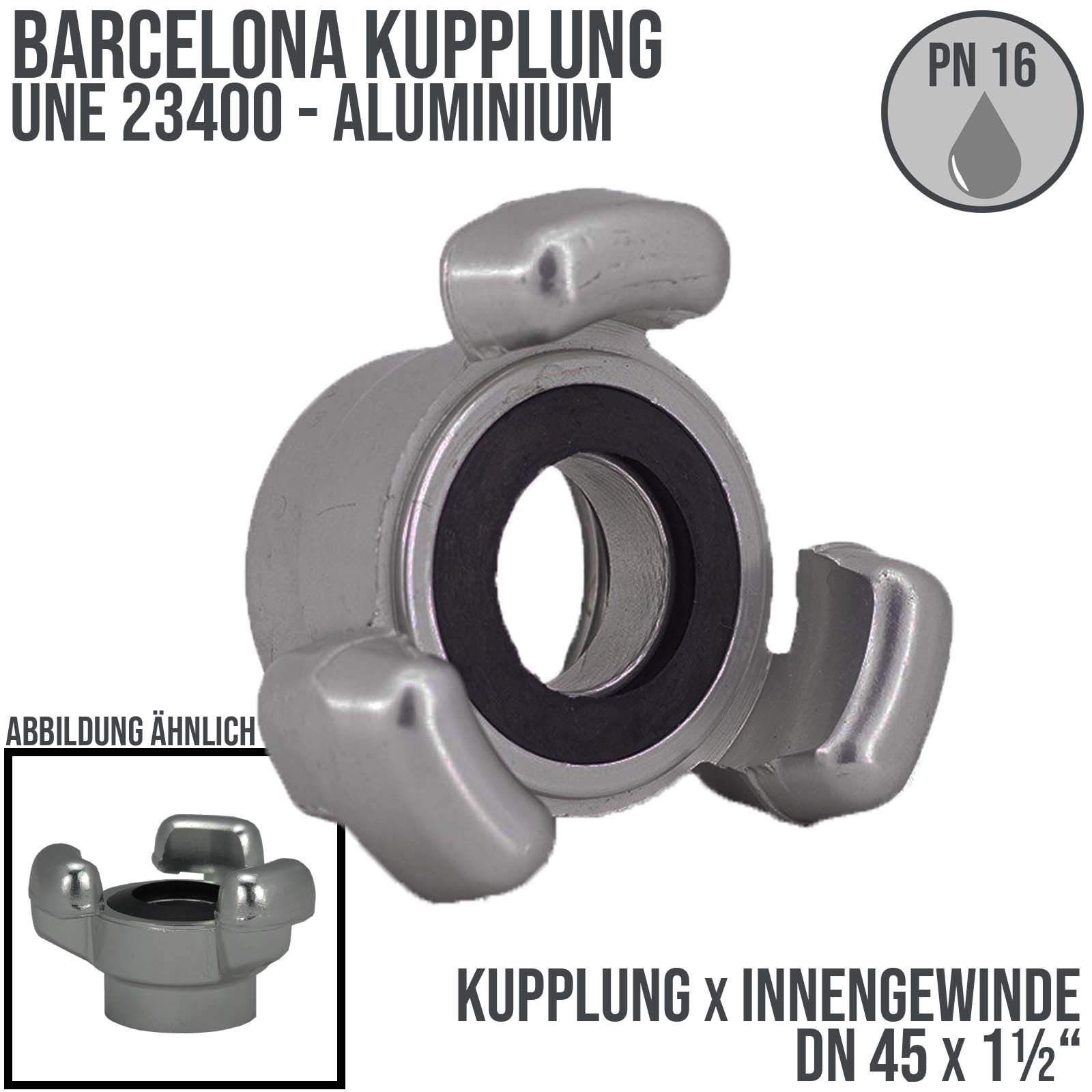DN 45 Barcelona Kupplung UNE 23400 BSPP Innengewinde IG 1 1/2" Aluminium - PN 16 bar