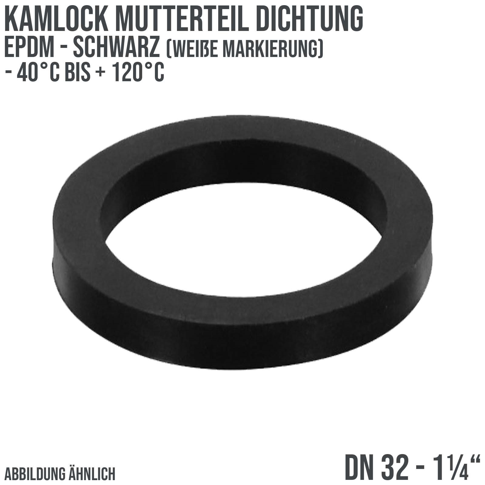 1 1/4" Zoll Kamlock Dichtung Mutterteil Kupplung schwarz/weiß DN 32