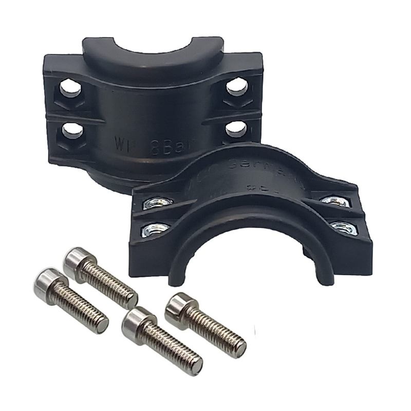 DN 25 Klemmschale Polypropylen PP schwarz Spannbereich 36 - 39 mm für Schlauch ID x AD 25 x 37 mm - PN 8 bar