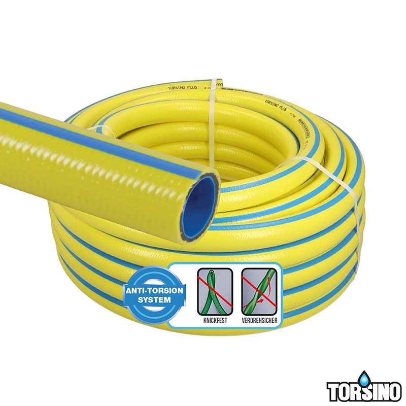 12,5 mm 1/2" Zoll 5-lagiger Garten Wasser Bewässerung Schlauch gelb Torsiono Plus PN 10 bar - 50m
