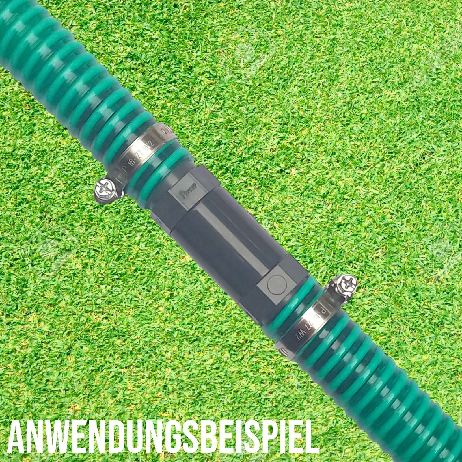 20 mm PVC PROFI Gerade Schlauch Verbinder Stutzen Tülle Pool Teich Garten - PN 10 bar - Montage-Set