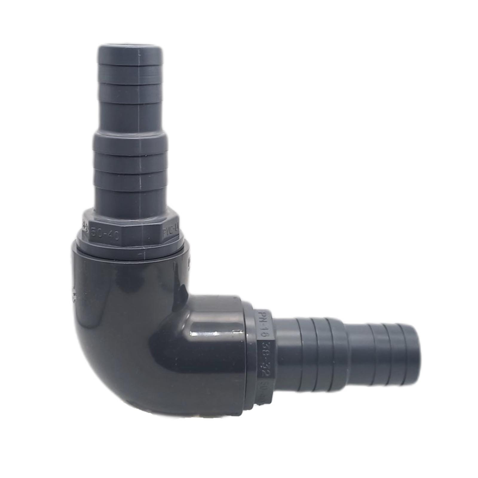 32 / 38 mm PVC PROFI Winkel 90° Schlauch Verbinder Stutzen Tülle Pool Teich Garten - PN 10 bar