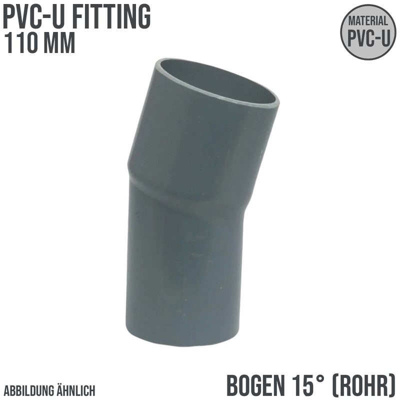 110 mm PVC Klebe Fitting Bogen Winkel 15° (Rohr) Muffe Stutzen Verbinder - PN 10 bar