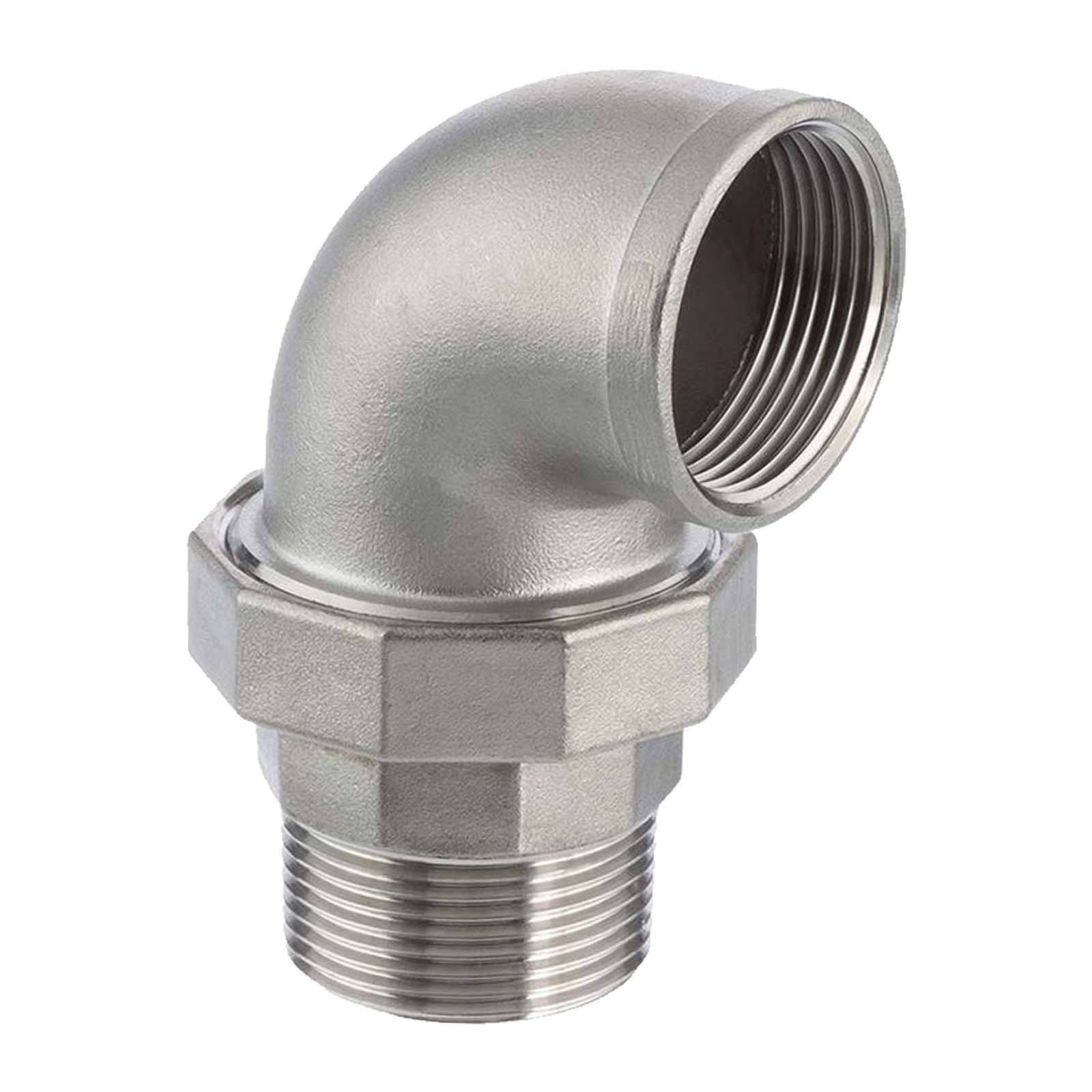2" Edelstahl Fitting V4A AISI 316 Winkelverschraubung 90° Innen x Außengewinde IG x AG flach dichtend - PN 16 bar