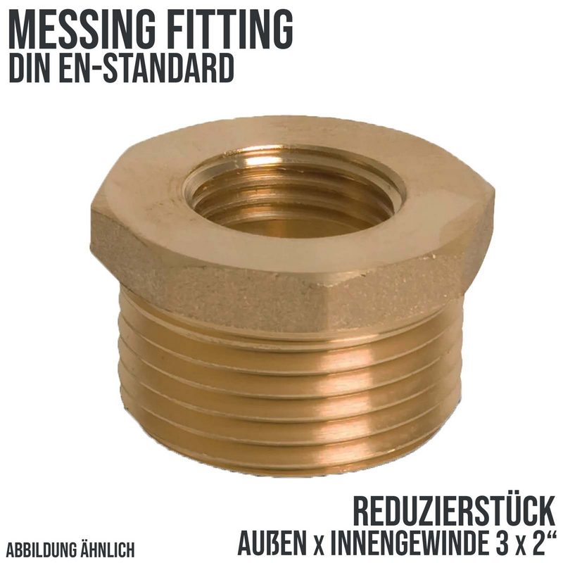 3" x 2" Reduzier Stück Nr. 241 Außen x Innengewinde AG x IG Messing Fittings PN 20 bar