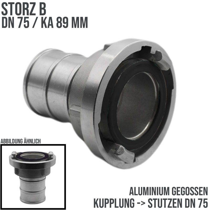 STORZ B DN 75 KA 89 Saug Druck Kupplung -> Stutzen Tülle 75 mm Bau Feuerwehr Schlauch Aluminium - PN 10 bar