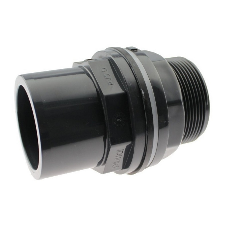 25/32 mm x 1" Zoll PVC-U Tankdurchführung Klebestutzen auf Klebemuffe x Außengewinde AG - PN 10 bar