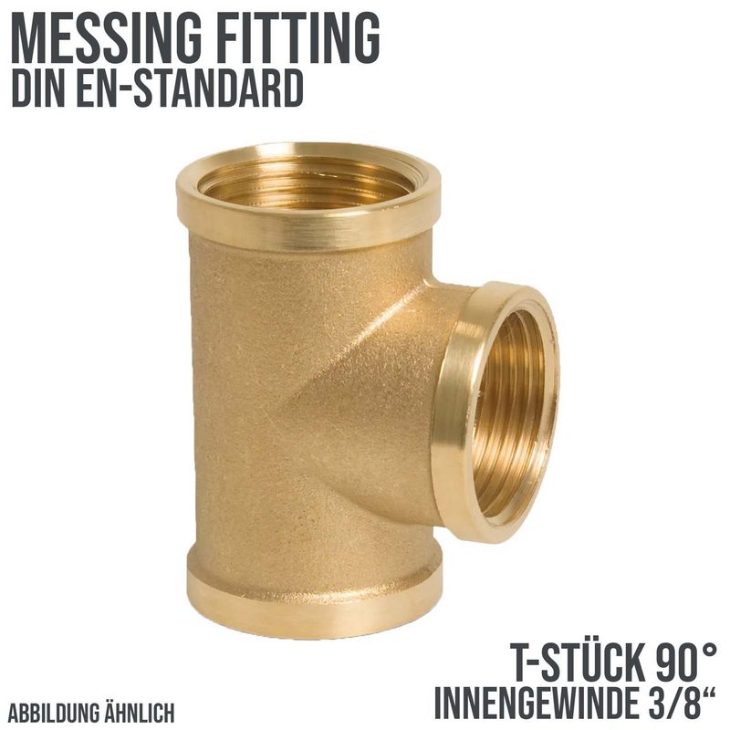 3/8" T-Stück 90° Nr. 130 Innen x Innengewinde IG Messing Fittings PN 30 bar