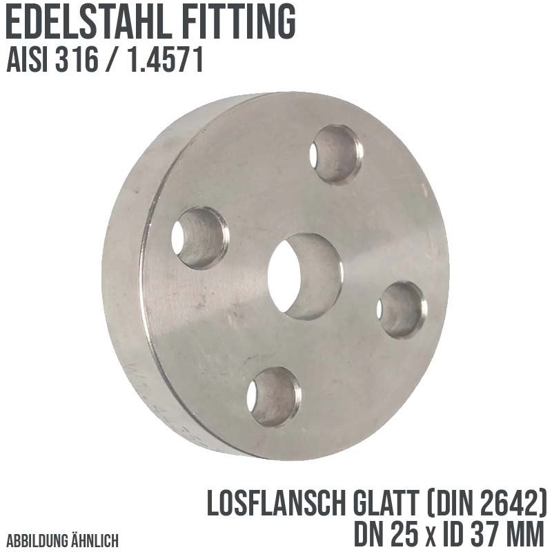 DN 25 Los Flansch glatt Stumpfschweißung Edelstahl Fitting V4A AISI 316 DIN 2576 - PN 10 bar