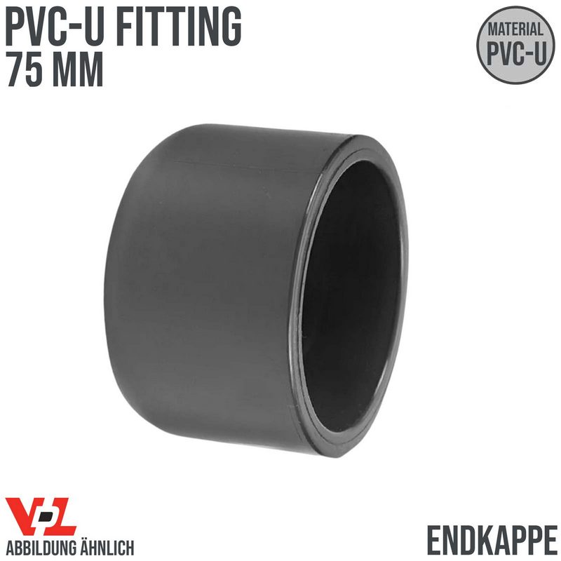 75 mm VDL PVC Klebe Fitting End Kappe Muffe Verbinder - PN 16 bar