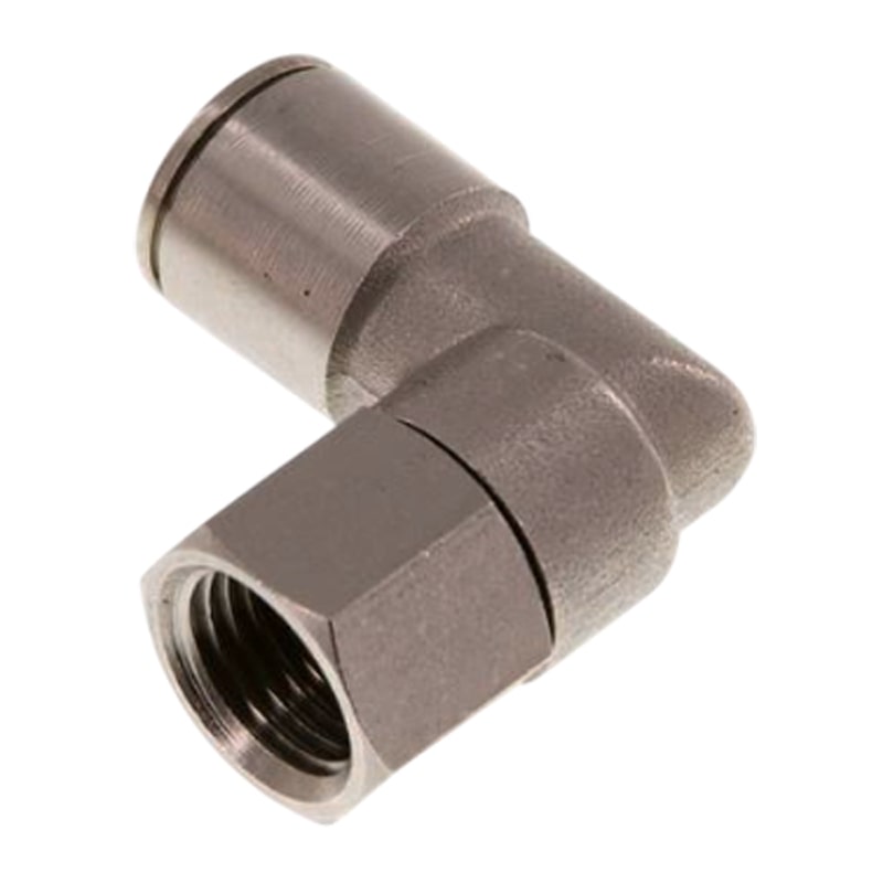 10 mm x 1/4" Pneumatik Steck Verbinder Winkel 90° IQS MSV Messing Innengewinde - PN 16 bar