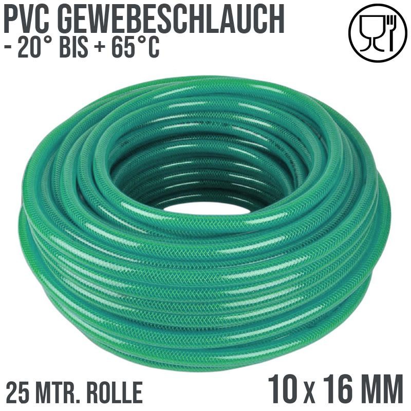 10 x 16 mm Gewebe Druckluft Universal Wasser Luft Kompressor Schlauch grün PN 21 bar - 25 m