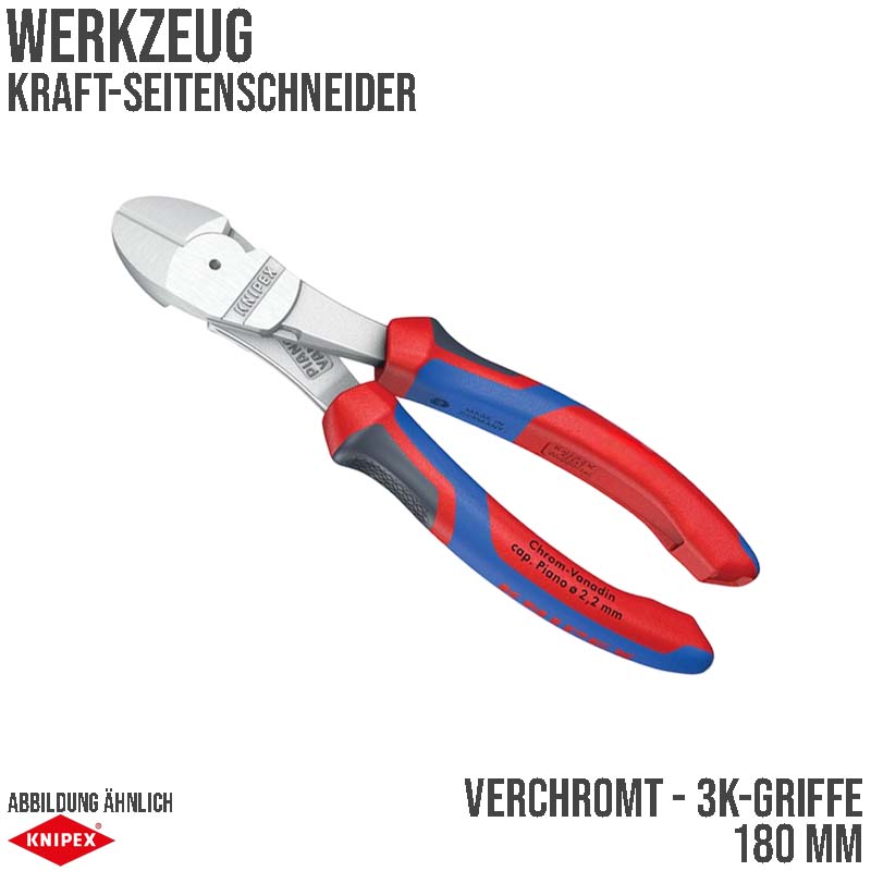 180 mm Kraft Seiten Schneider Zange verchromt 3K Griffe Knipex