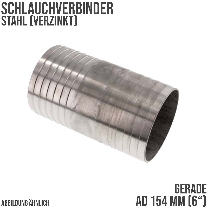 154 mm 6" Stahl Schlauch Verbinder Kupplung Tülle Stutzen massiv PN 10 bar