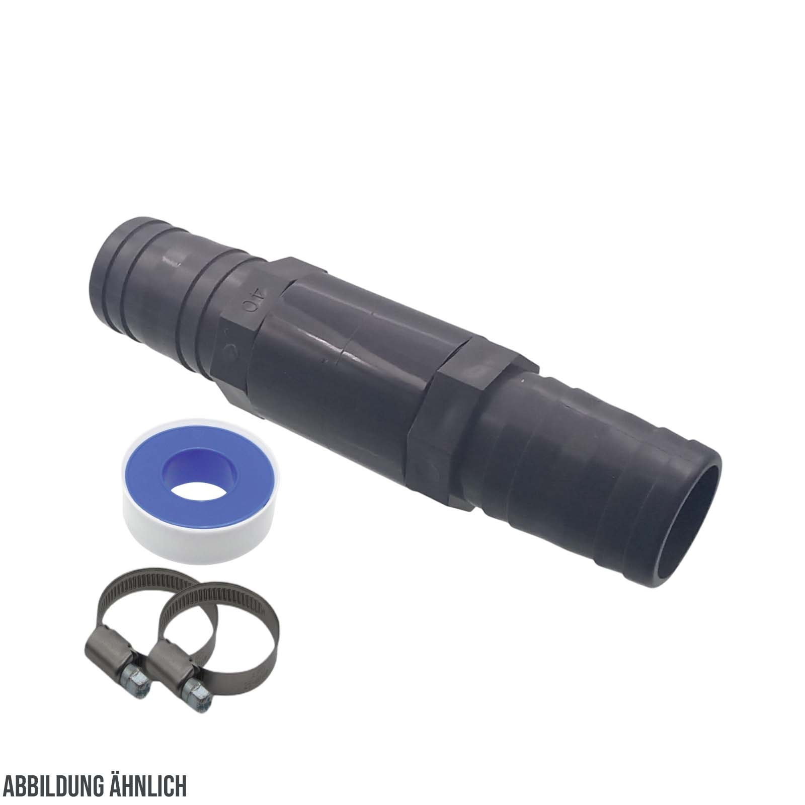 40 mm PVC PROFI Gerade Schlauch Verbinder Stutzen Tülle Pool Teich Garten - PN 10 bar - Montage-Set