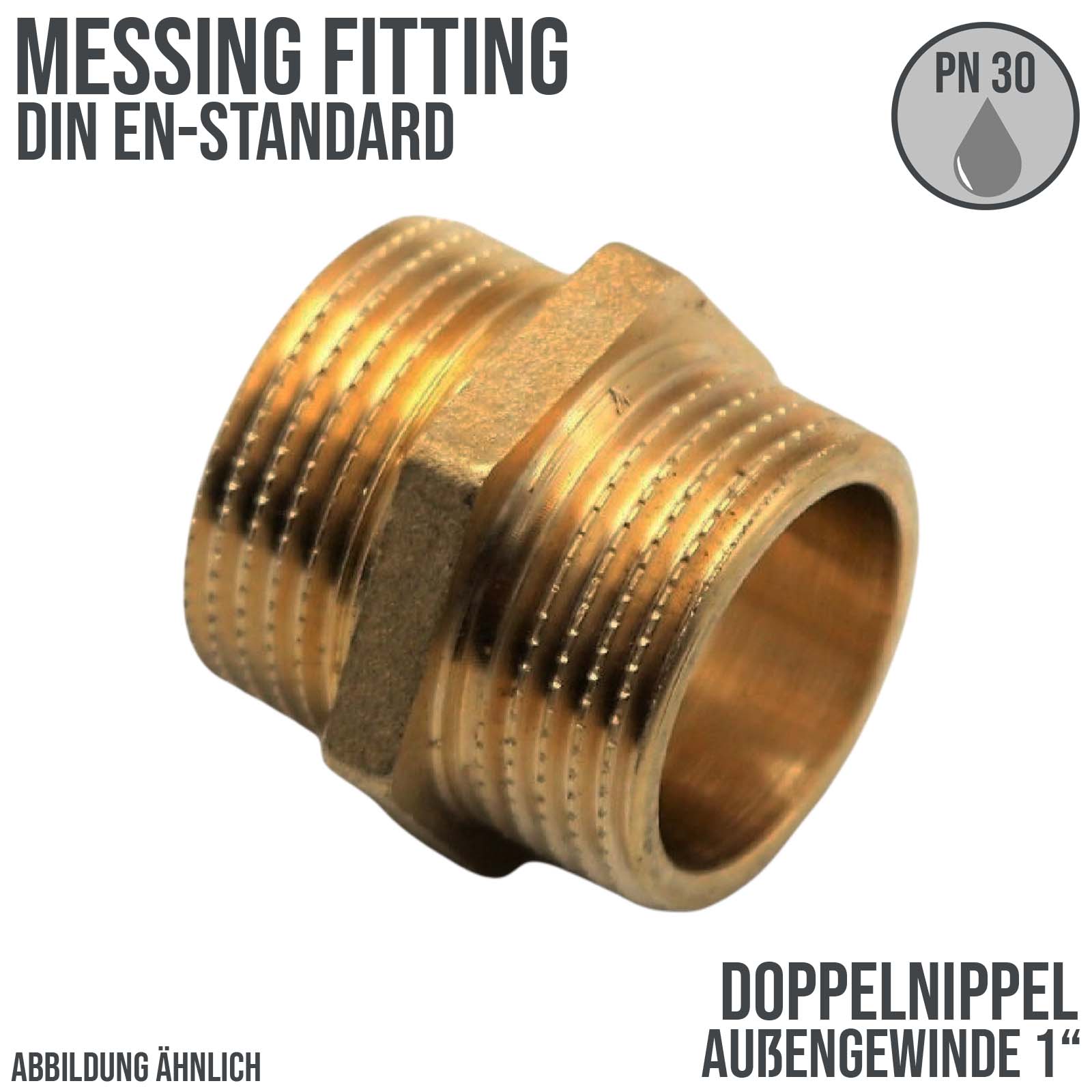 1" Doppelnippel Aussen x Aussengewinde  AG Messing Fittings PN 30 bar